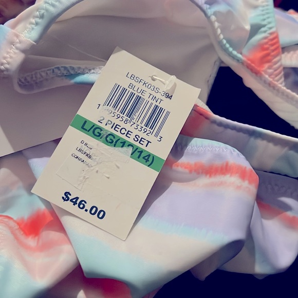 Lucky Brand 2-Piece Bikini Set Blue Tint, Size L (12/14) New w/Tag - Picture 7 of 9
